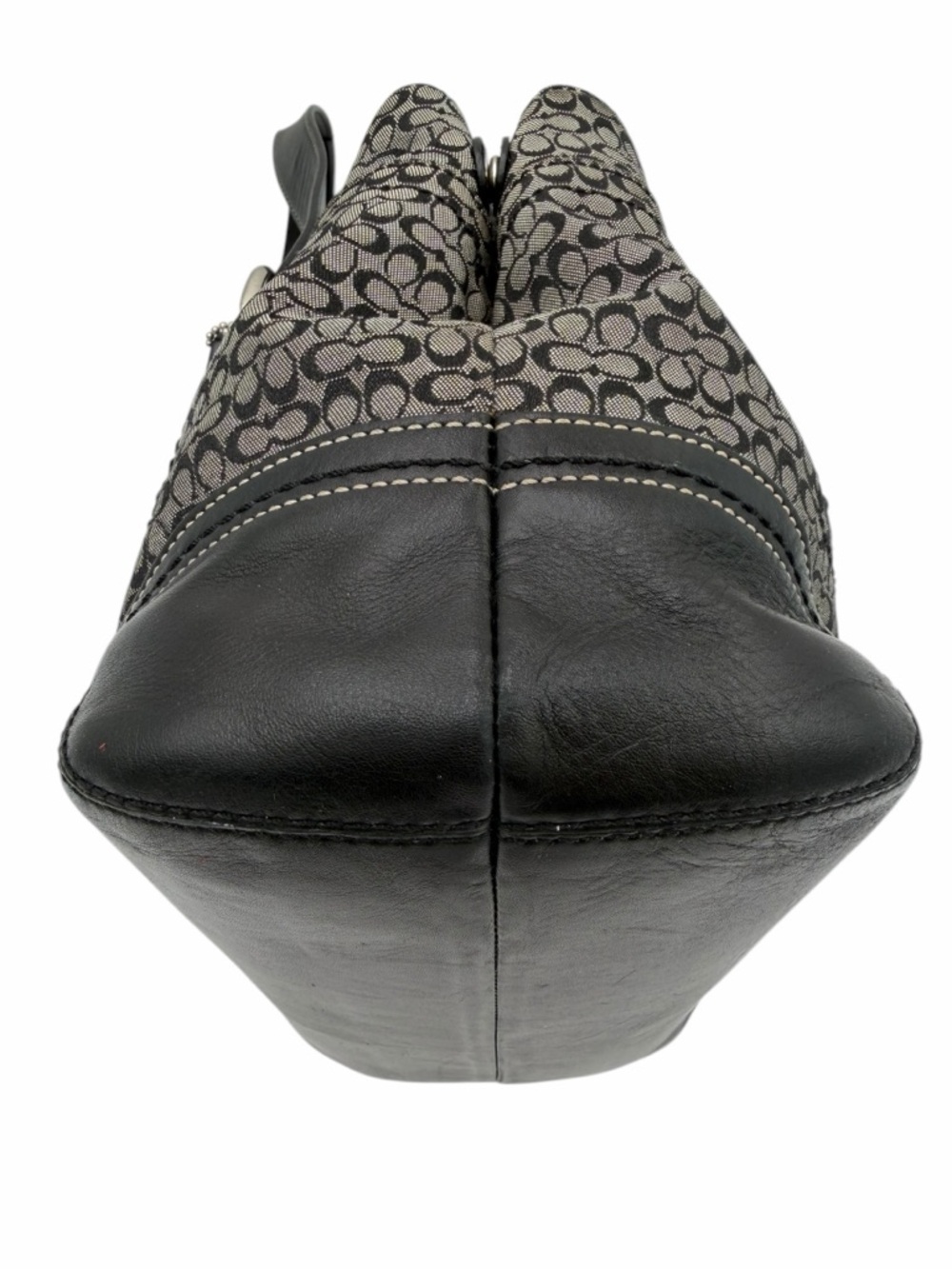Coach Signature Buckle Tote F10927 Black Jacquard Leather Shoulder Bag Y2K - Picture 5 of 11